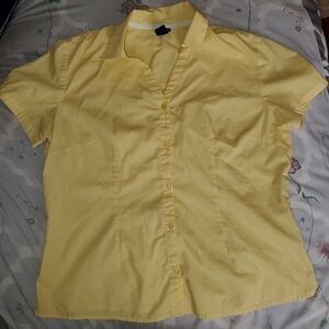Basic Editions Yellow Button Down Shirt LARGE